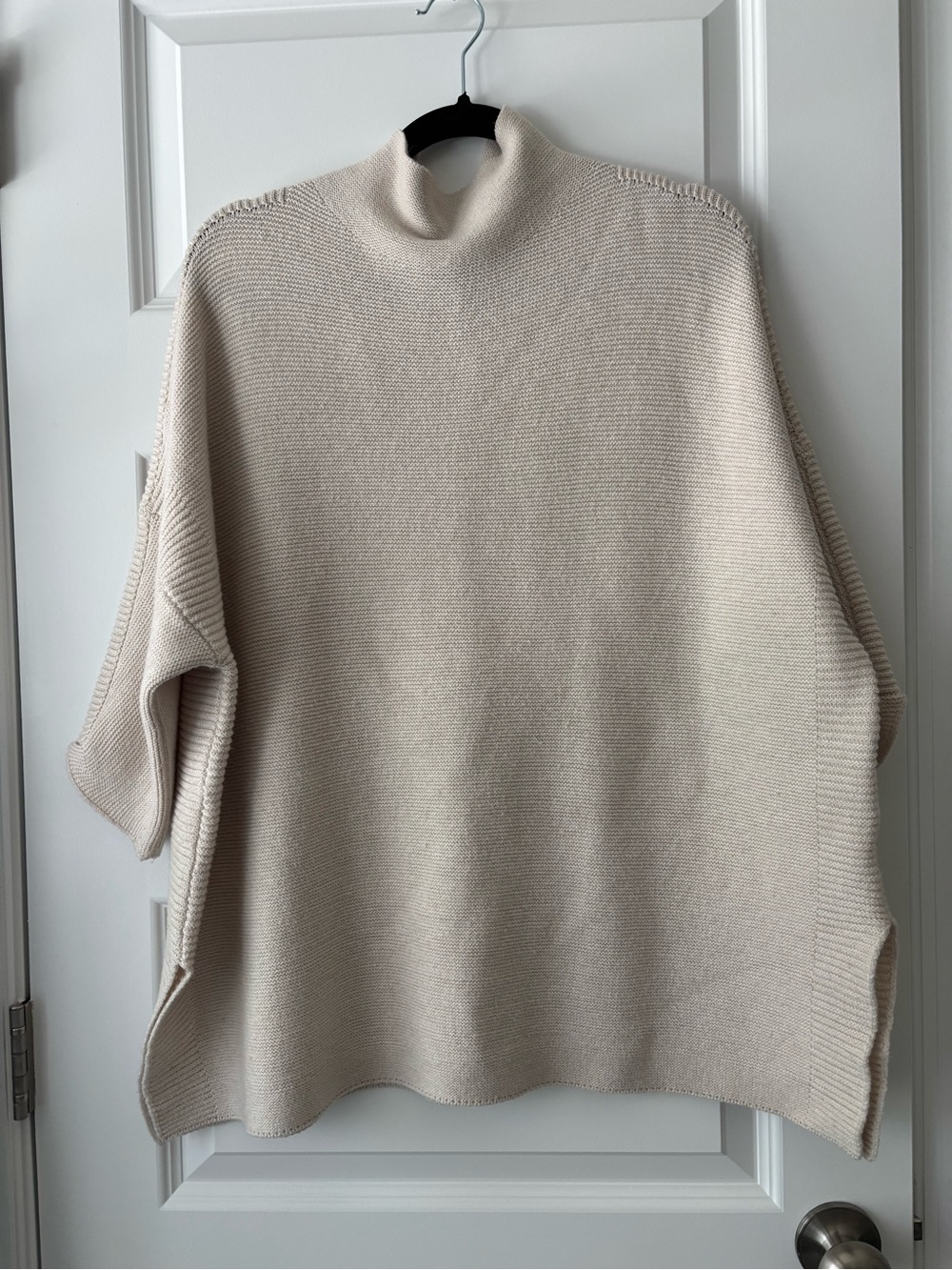 Kerisma Wool Cream Oversized Turtleneck Knit Poncho Sweater One Size